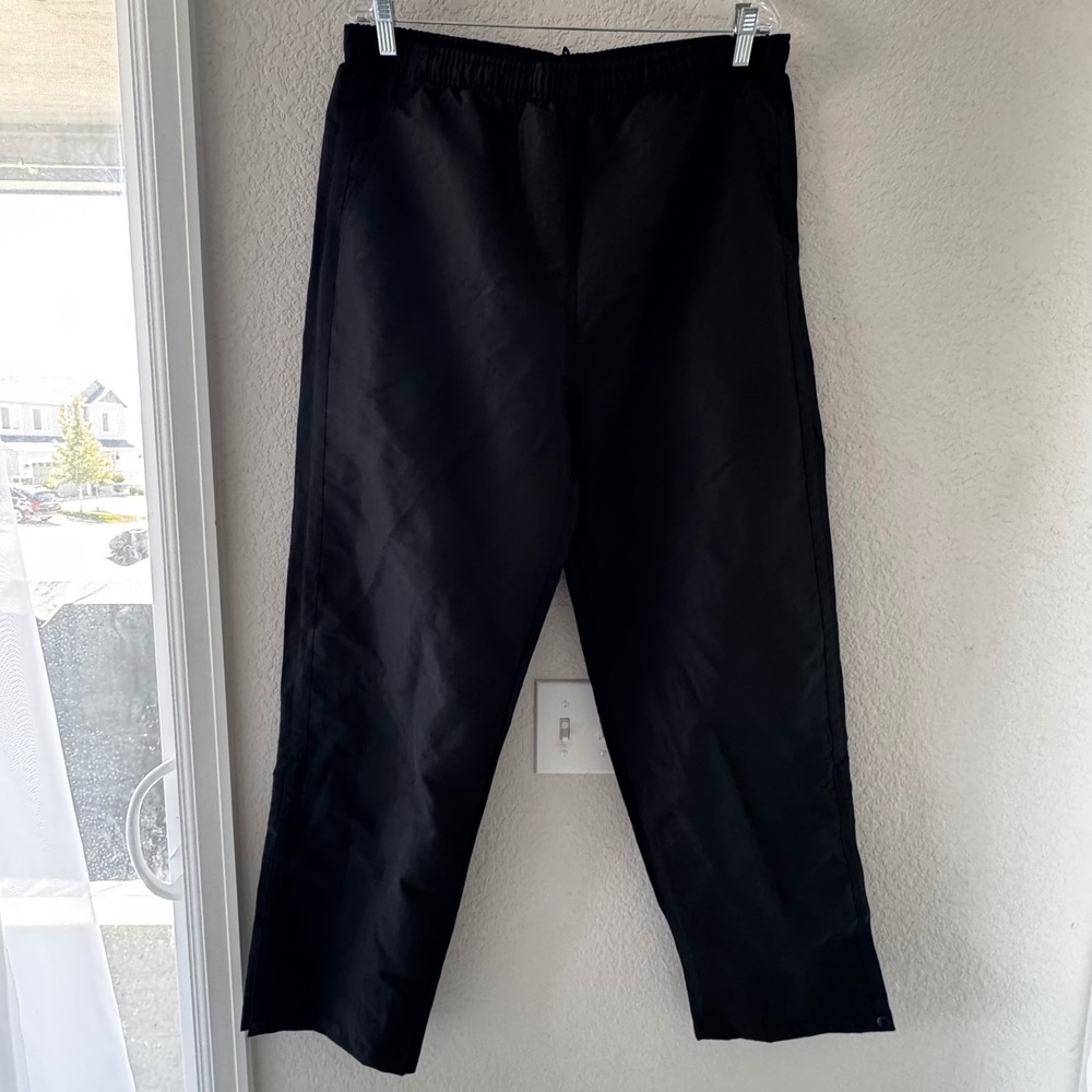 Holloway Mens Black Mesh Lined Track Pants Straight Leg Snap Hem Size Medium